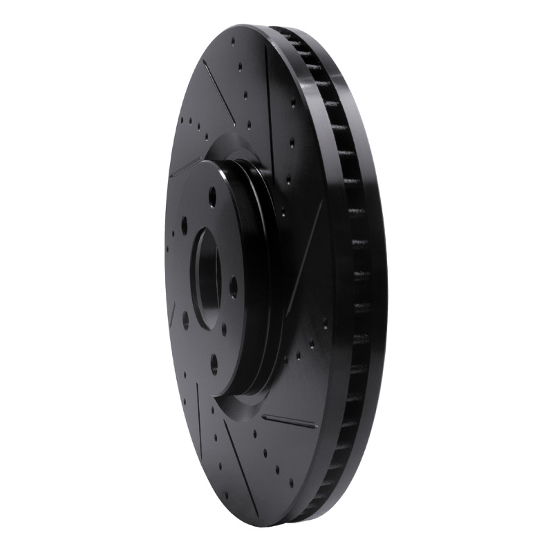 Infiniti G35 Brake Rotor (1) - Front Right - R1 Concepts - Drilled & Slotted - Black - `07-`15